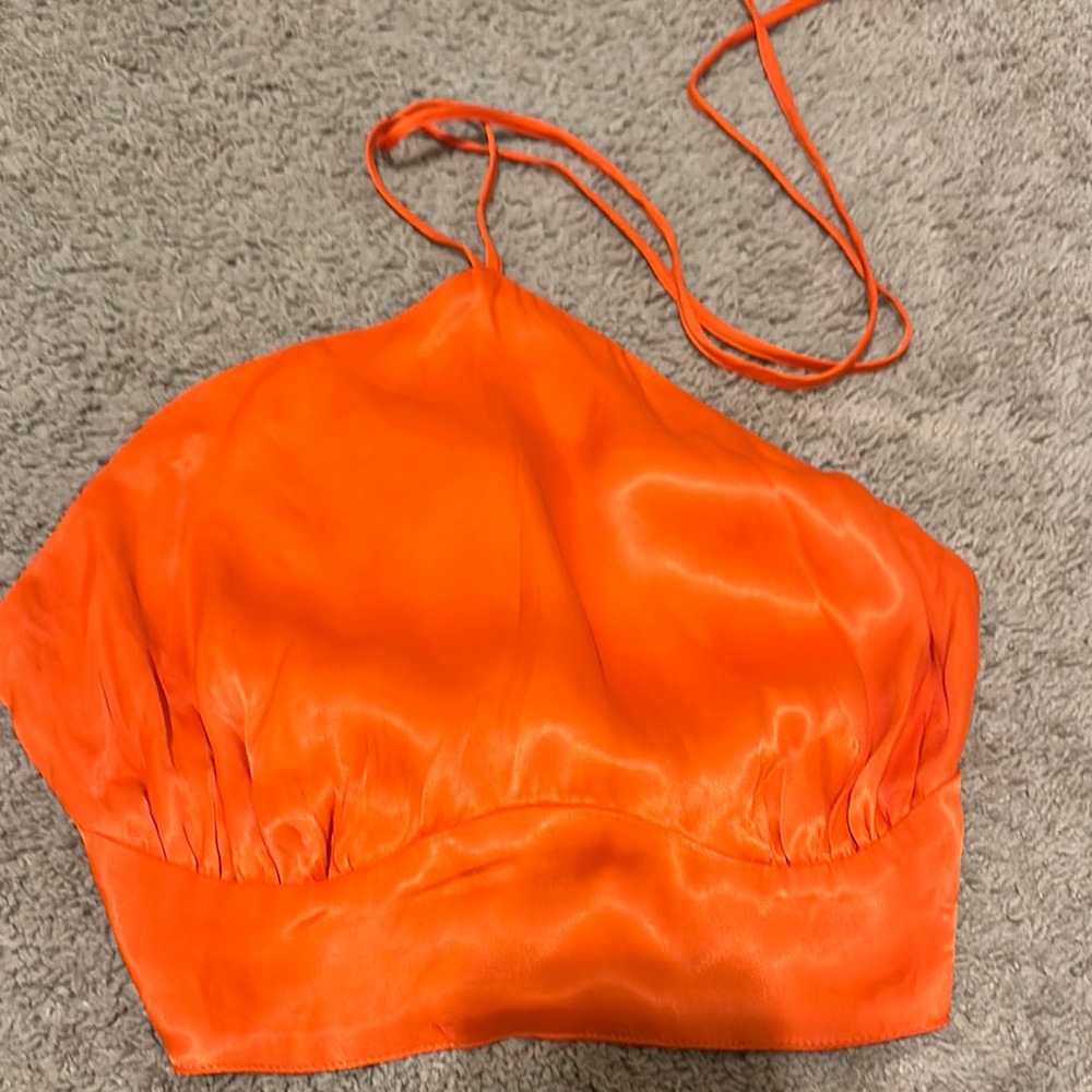 Zara Orange Satin Crop Top
